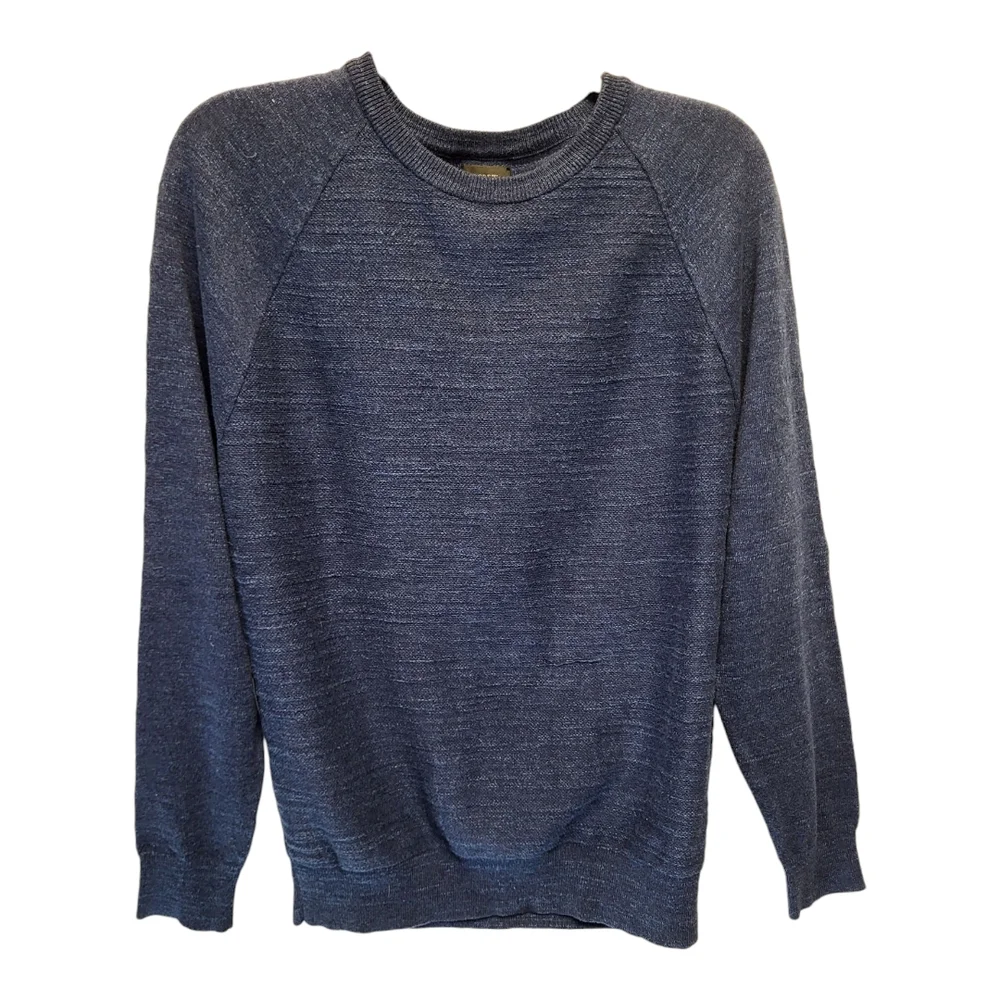 J. Crew Men's Blue Crewneck Sweater with Raglan Sleeves - Size S